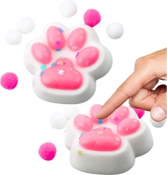 Antistress-Squishy-Knetspiel Katze Pfote Weiß und Rosa mit Glitzer