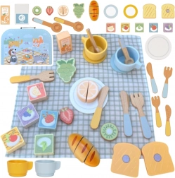 Tooky Toy Holz-Picknickset mit Schneidobst im Koffer