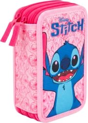 Dreistöckiges ausgestattetes Schulmäppchen Lilo & Stitch Stitch und Angel, rosa
