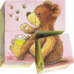 Goki Holz-Bilderwürfel Jungtiere – 4 Stück