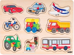 Steckpuzzle auf Holzplatte – Verkehrsmittel
