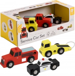 Classic World Holzautos Polizei Feuerwehr Abschleppwagen Set 3 Stk.