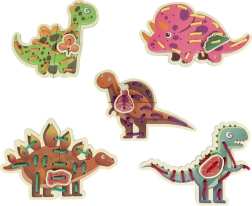 Holzfädelspiel Dinosaurier