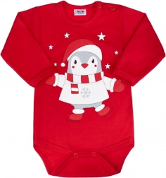 Baby-Body mit langen Ärmeln New Baby Winter Penguin, rot