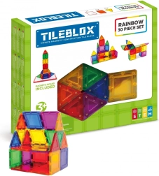 Magnetische Bausteine Tileblox Regenbogen-Set mit magnetischer Tafel, 30 Stück