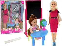 Spielset Lehrerin mit Schülerin und Schulzubehör
