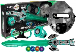 Set Weltraum-Spielzeug Lichtschwert Maske Handschellen