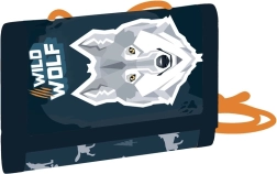 Kinder-Geldbörse aus Textil mit Wolfsmotiv