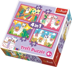Puzzle Fröhliche Lamas 4-in-1 TREFL (35, 48, 54 und 70 Teile)