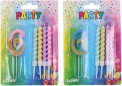 Partykerze Nummer 6 und 4 Stk Kerzen