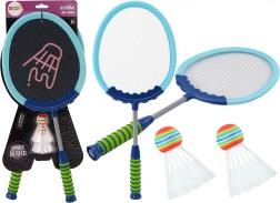 Set aus 2 Badmintonschlägern Shuttlecocks Badminton Blau