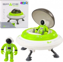 UFO-Raumschiff mit Astronautenfigur mit Lichtern und Geräuschen