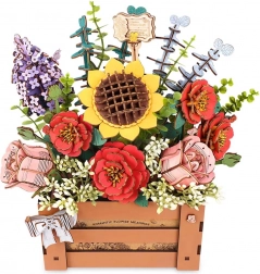 3D Holzpuzzle Blumenkasten mit Blumen