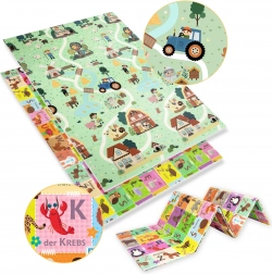 Doppelschichtige faltbare XPE-Schaum-Lernmatte 120 × 180 mit deutscher Alphabetgrafik und Farmmotiv Humbi