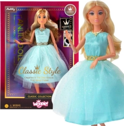 Woopie Royal Puppe Lily 30 cm mit langen blonden Haaren in eleganten türkisfarbenen Kleidern