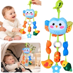 Sensorisches Hängespielzeug Eule für Kinderwagen und Babybett