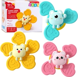 Sensorik-Spinner-Set mit Saugnapf für Babys und Kleinkinder, 3 Stück