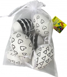 Dekorative schwarze und weiße Plastikeier 4x6 cm