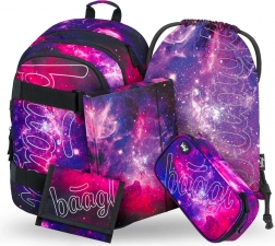 Schulset Galaxy: Rucksack, Federmäppchen, Beutel, Ordner, Geldbörse