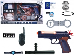 Großes Polizeiset mit Pistole, Geräusch und Abzeichen