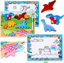 Holzbildungs-Puzzle Dinosaurier mit Zeichenbrett