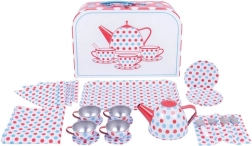 Kinder-Teeservice mit Punkten im Koffer