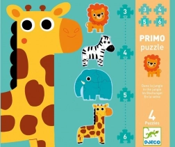 DJECO Puzzle Dschungel 4-in-1 für Kinder (3–6 Teile)