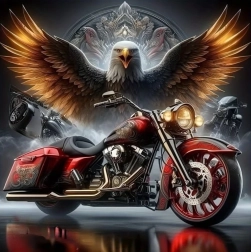 Diamantmalerei Motorrad mit Adler 30 × 40 cm