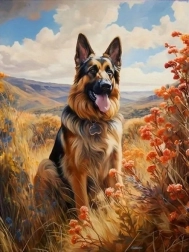 Diamantmalerei Deutscher Schäferhund in den Bergen 30 × 40 cm