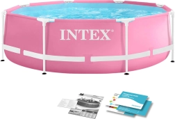 Runder Rahmenpool für Kinder 244 × 76 cm Pink Intex