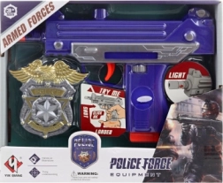 Leuchtende und tönende Kinderpistole mit Batterien