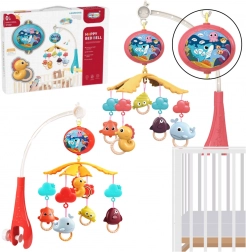 Baby-Mobile für das Kinderbett mit Projektor und Fernbedienung – Rot