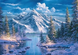 Diamantmalerei Fluss im Gebirgstal