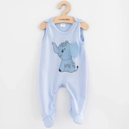 Baby-Baumwoll-Strampler New Baby Happy Elephant blau