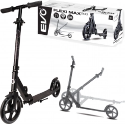 EVO Tretroller Flexi Max 200 schwarz mit Ständer und Tragegurt 8+