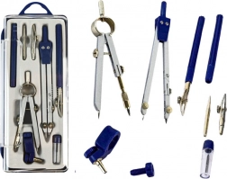 Satz geometrischer Zirkel mit Organizer, 9 Stk.