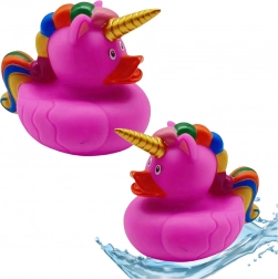 Badeente Einhorn – rosa mit Regenbogenmähne