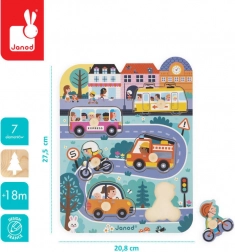 Janod - Holzpuzzle In der Stadt, 6 Teile, 18 Monate +