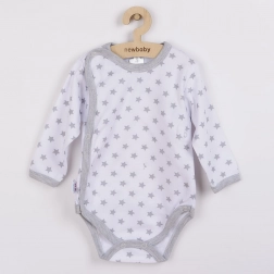 Baby-Body mit durchgehendem Druckknopfverschluss New Baby Classic II grau mit Sternchen
