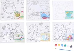 Kinder-Malset auf Leinwand 20×20 cm mit Vorlage, Farben und Pinsel