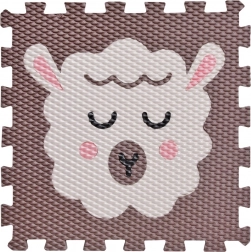 Schaumstoff-Puzzle Lämmchen – dunkelbraune Spielunterlage