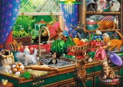 TREFL Puzzle Premium Plus: Teepause mit verspielten Kätzchen 1000 Teile