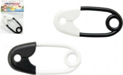 Rassel in Form einer Sicherheitsnadel, schwarz-weiß, 12 cm