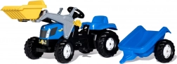 Trettraktor mit Frontschaufel und Anhänger ROLLY TOYS NEW HOLLAND, blau