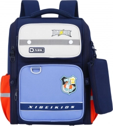 Schulrucksack mit Dinosauriern mit Brustgurt 22L blau