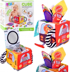 Weicher sensorischer Würfel mit Autos und Verkehrsschildern mit sicherem Spiegel