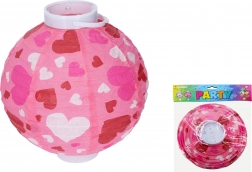 Lampion Kugel 20 cm mit Batteriebetrieb und Herzmotiv