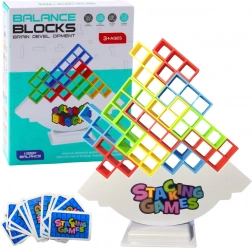 Balancierender Tetris-Turm – Geschicklichkeitsspiel mit 48 Bausteinen und 22 Karten