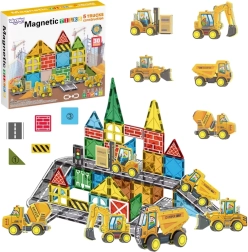 Woopie magnetische Bausteine mit Baufahrzeugen, 30 Teile
