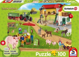 Puzzle SCHLEICH Bauernhof mit Verkaufsstand 100 Teile + Figur